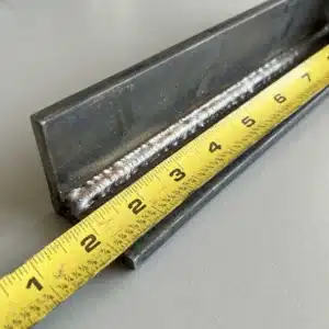Tape measure laid along a fillet weld