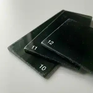 Welding filter lenses marked shade 10, 11 and 12